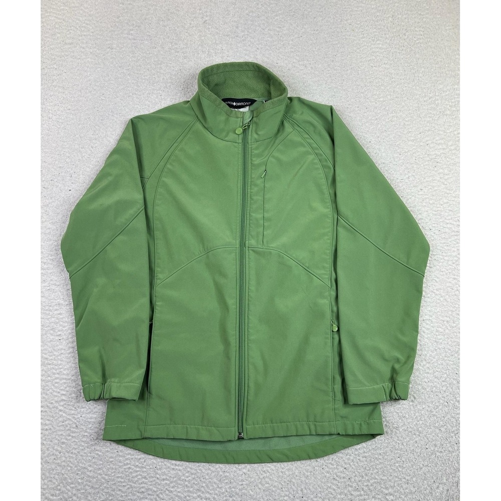 Black Diamond Womens Large Green Softshell Jacket Full Zip Fleece Lined Hiking